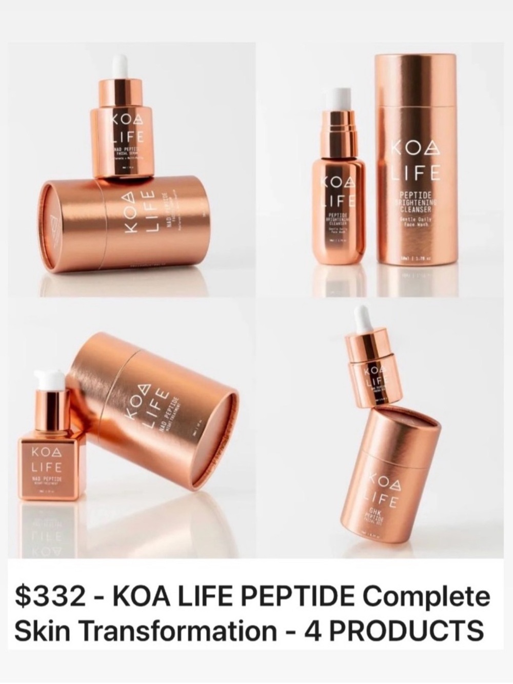 KOA LIFE Peptide Complete Skin Transformation — Rose Gold Set